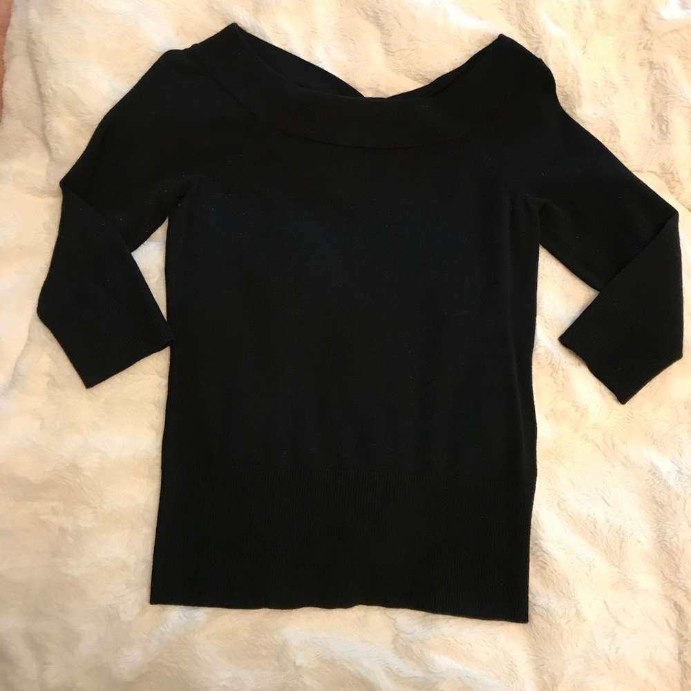 WHBM Black Sweater with Keyhole Back